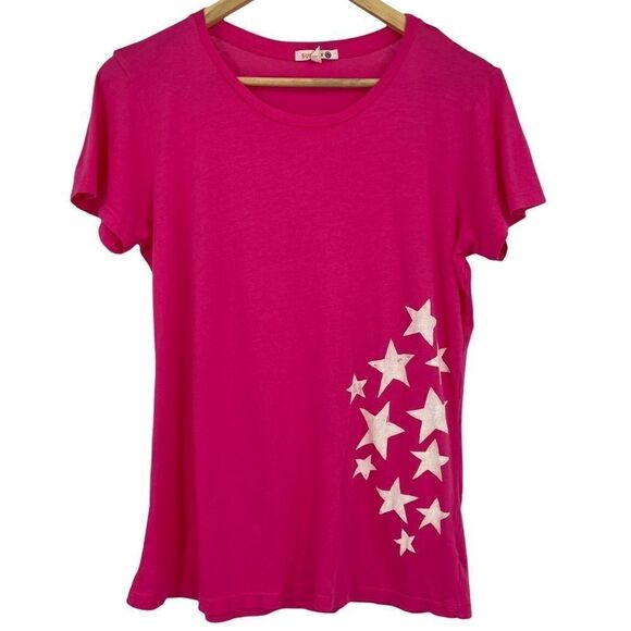Sundry Pink Crewneck Pullover with Stars Basic Top - Picture 1 of 4